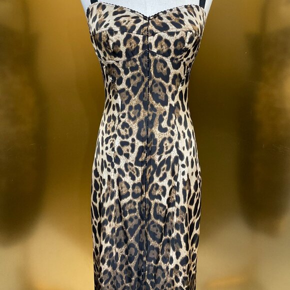 Dolce&Gabbana Leopard-Print Charmeuse Sheath Dress - Picture 8 of 12